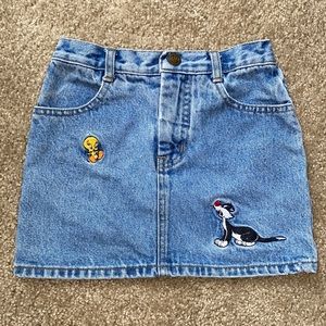 Looney Tunes Tweety and Sylvester Jean skirt